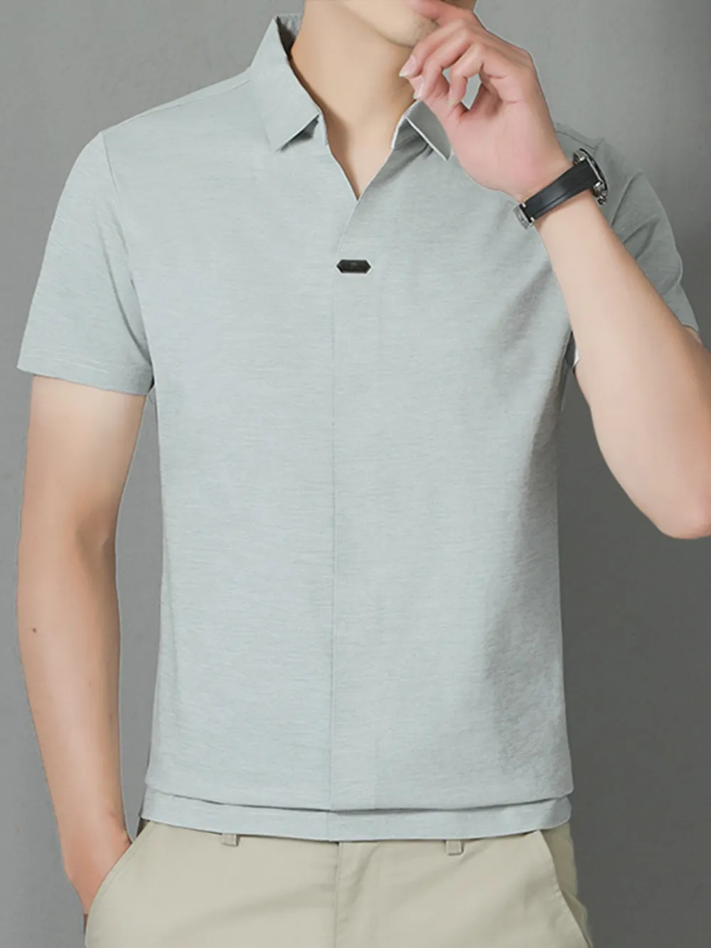Men's Plus Size Collared Neck Short Sleeve Polo, image 3