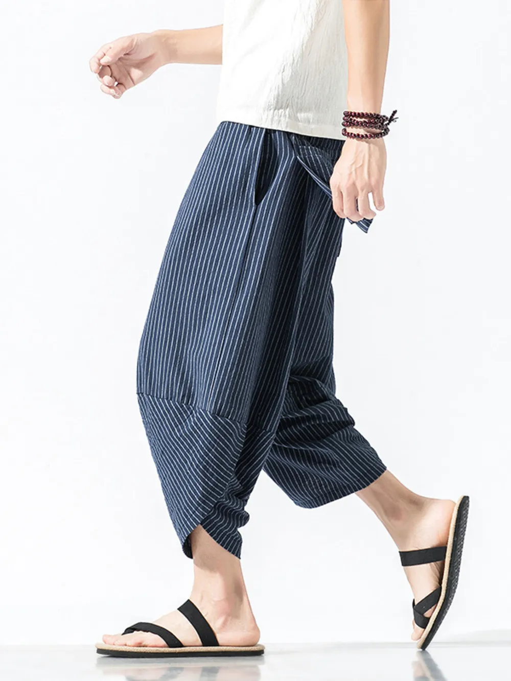 Men's Plus Size Striped Wide Leg Pants, image 2