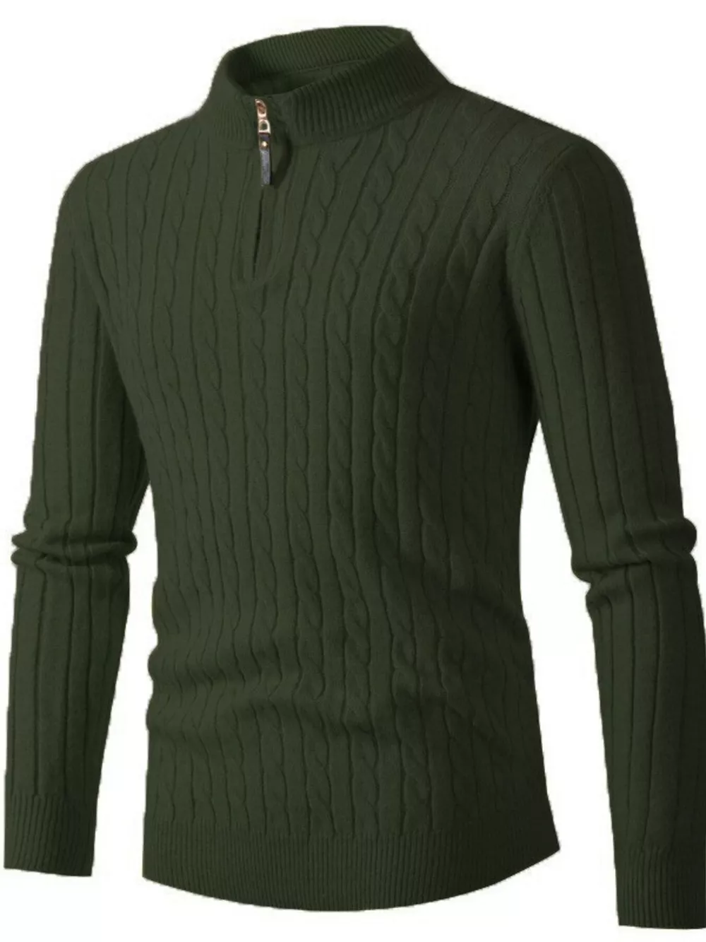 Men's Full Size Cable Knit Half-Zip Sweater Plus Size, image 4
