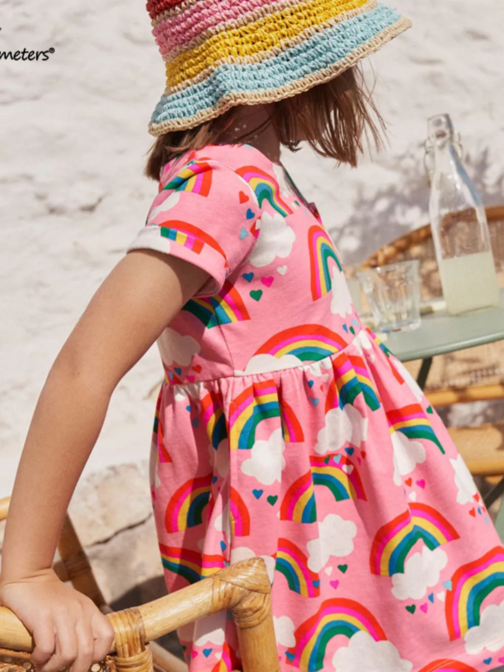 Children's Rainbow Print Short Sleeve Casual Dress, image 4