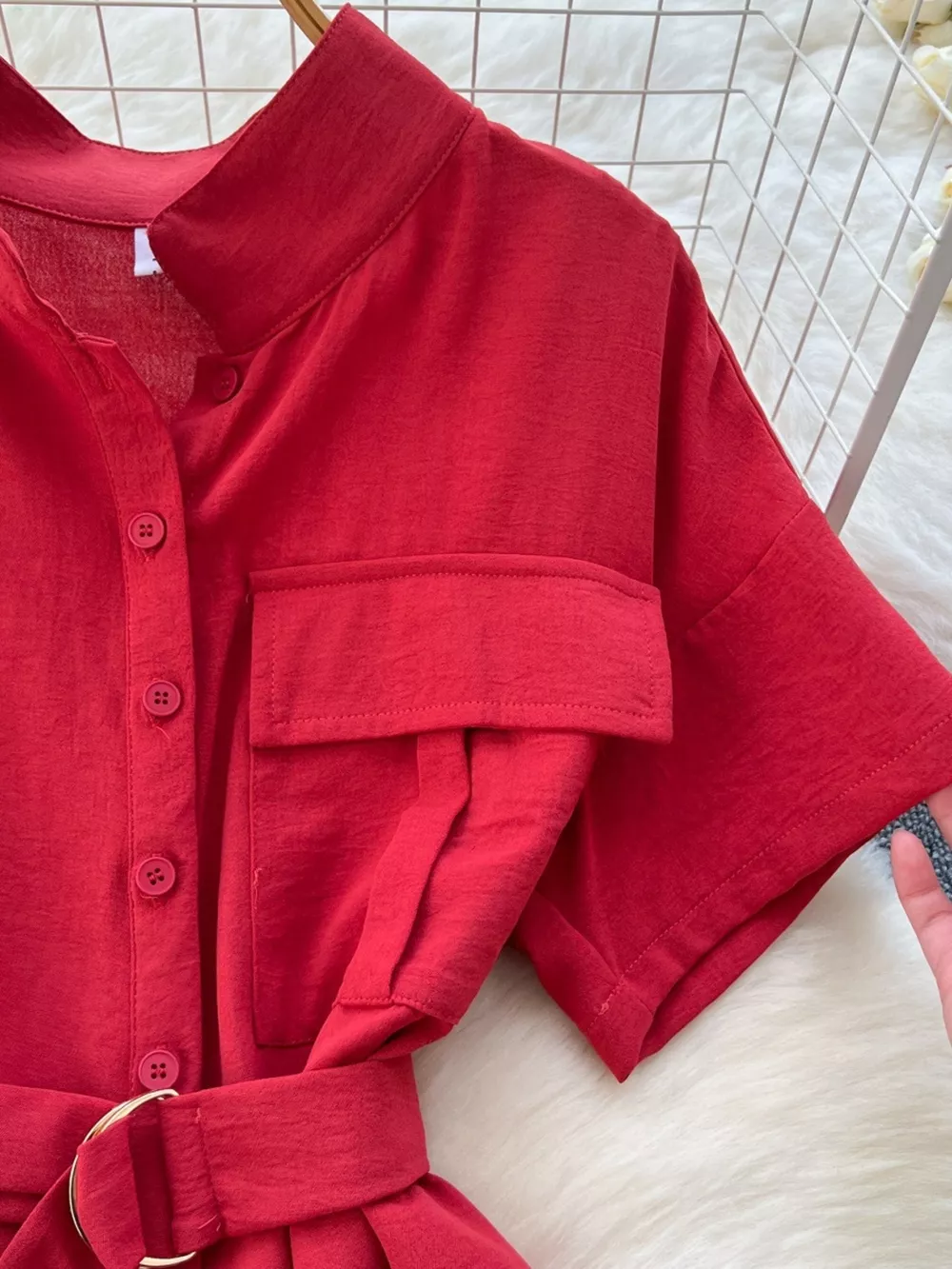 Button Front Wide Leg Jumpsuit, image 6