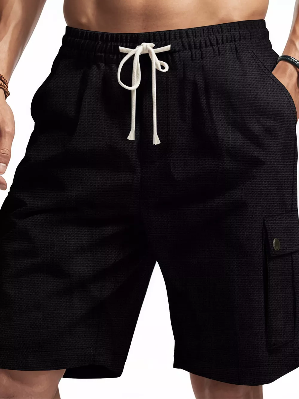 Men's Full Size Casual Drawstring Cargo Shorts Plus Size