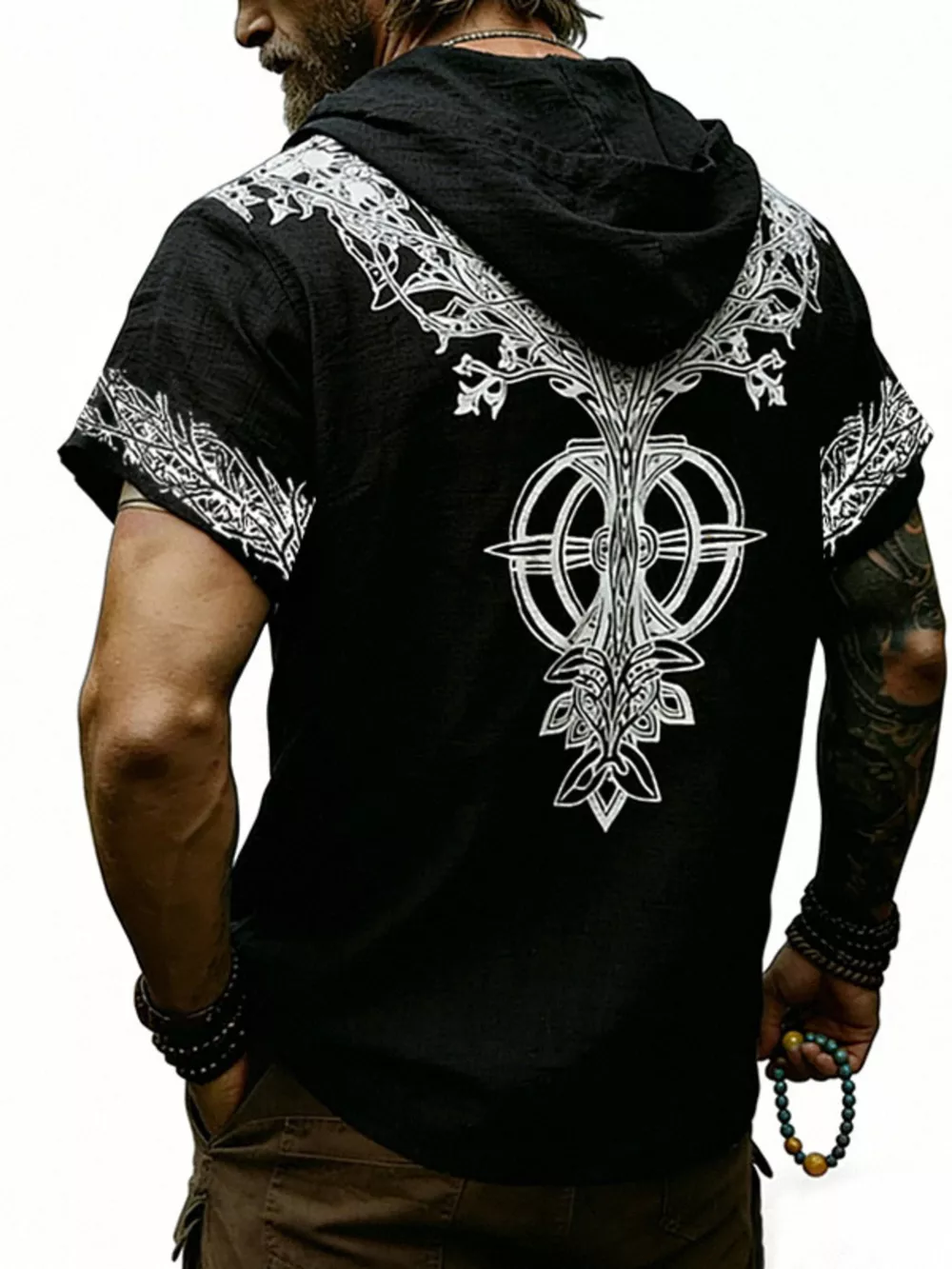 Men's Full Size Printed Hooded Short Sleeve Top Plus Size, image 11