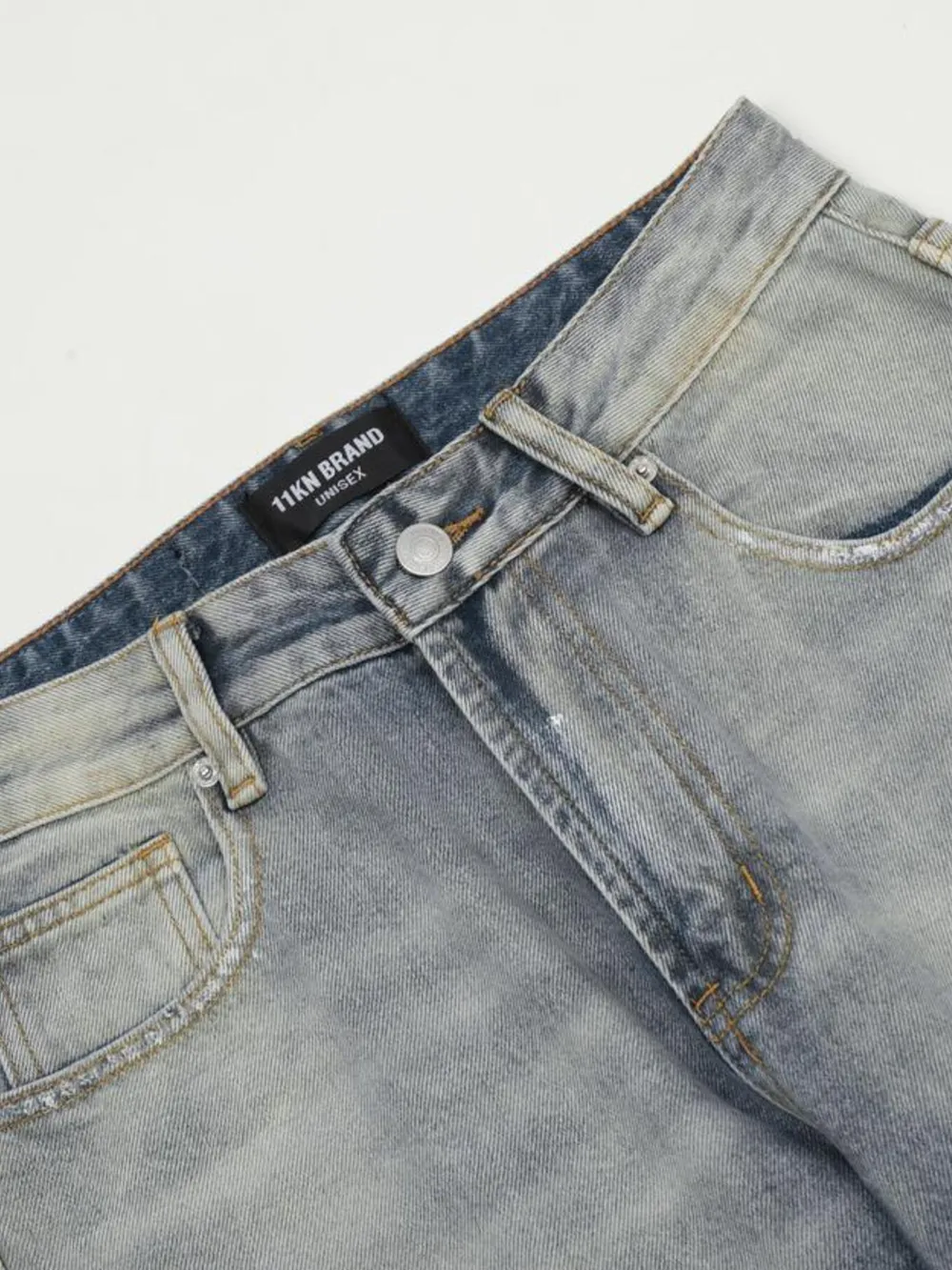Men's Vintage Washed Gradient Distressed Flare Jeans, image 9