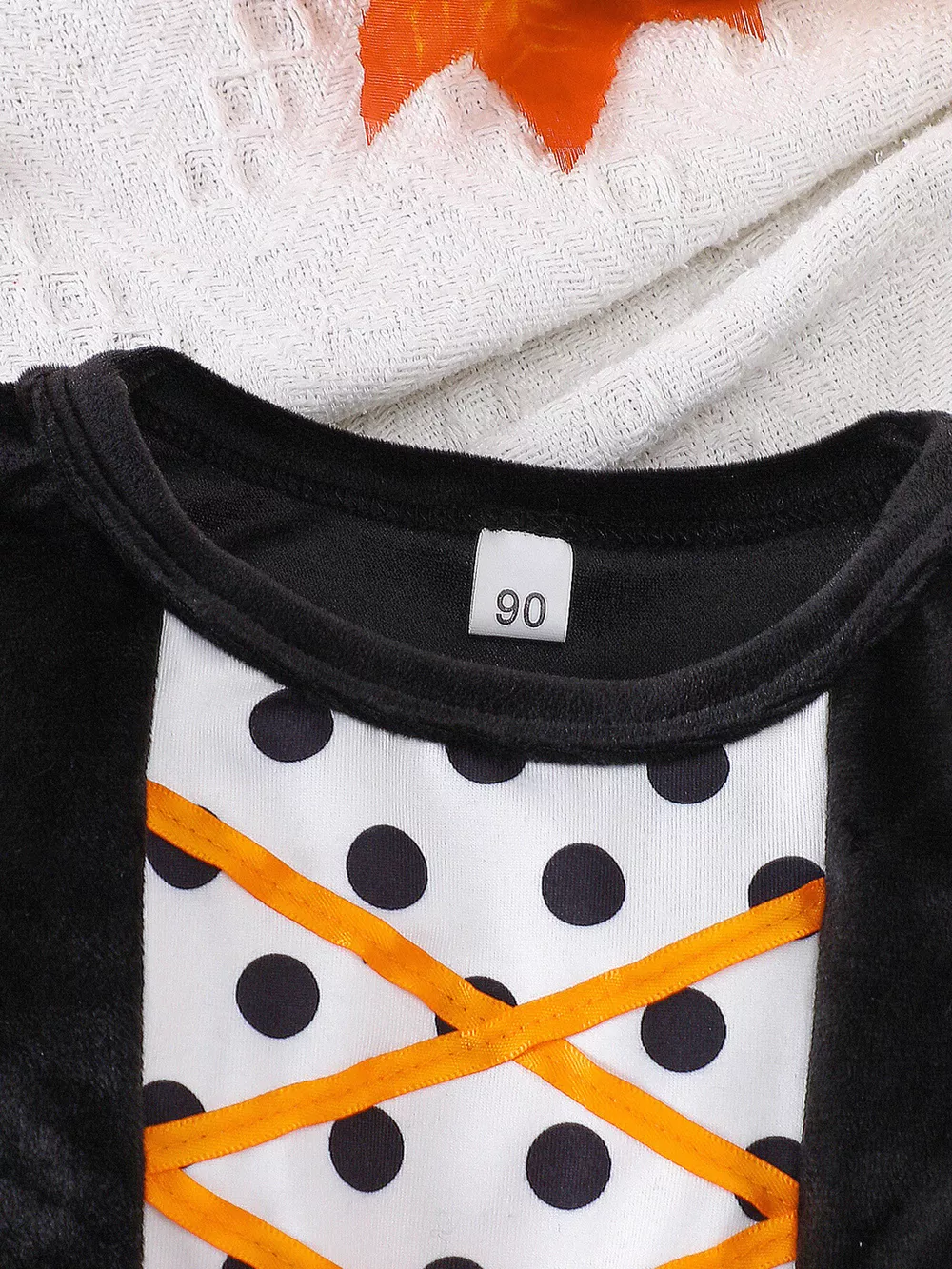 Children's Halloween Pumpkin Hooded Cape and Polka Dot Tulle Dress Set, image 4