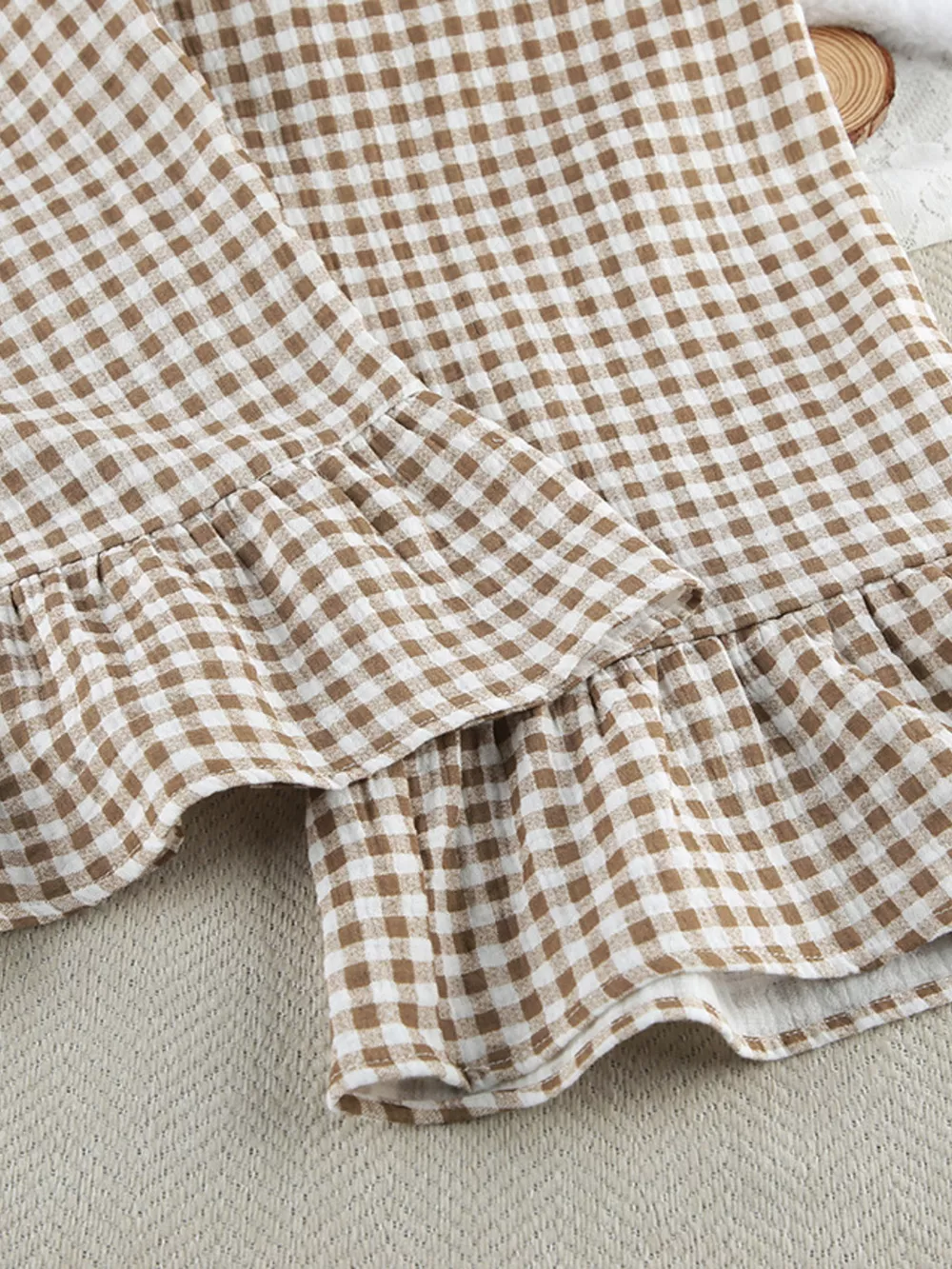 Gingham Ruffle-Trim Top and Pants Lounge Set, image 10