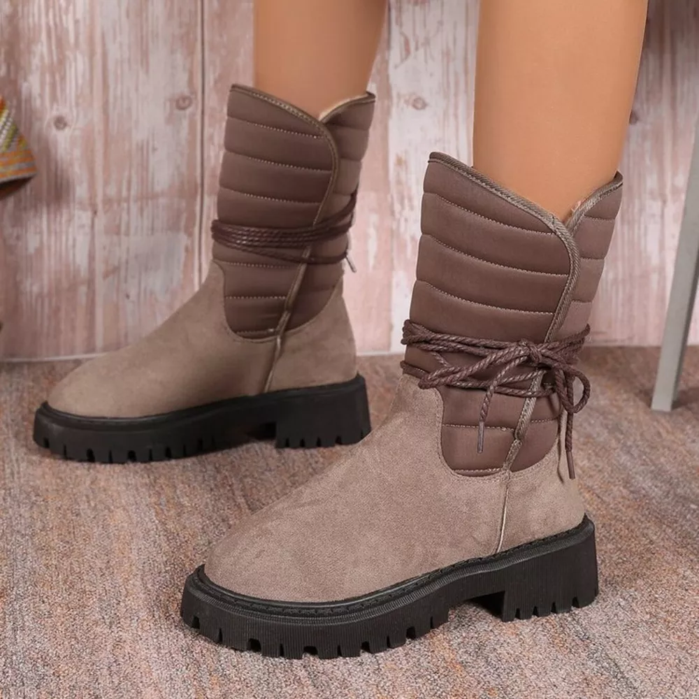Quilted Lace-Up Mid-Calf Boots, image 12