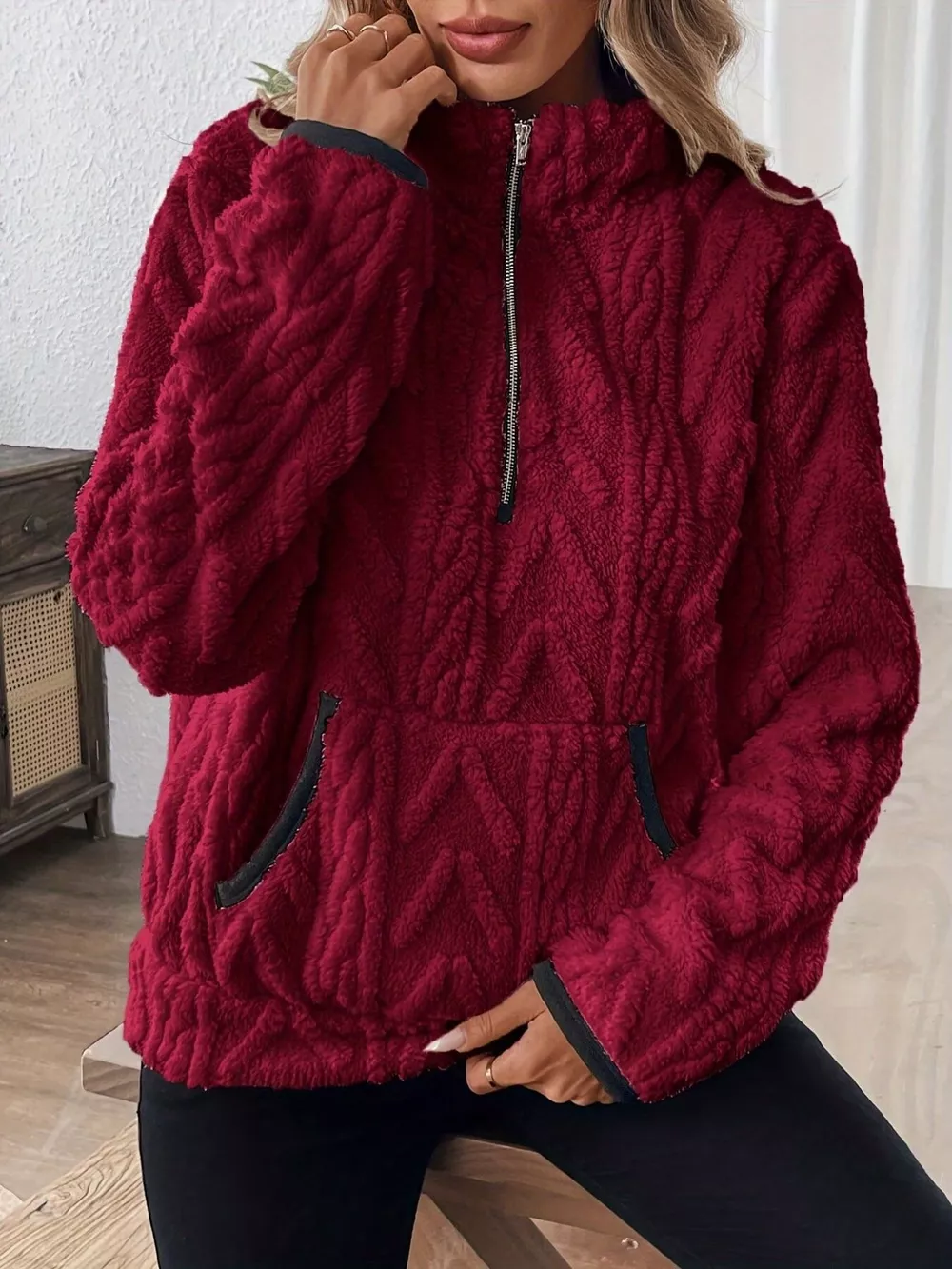 Cozy Sherpa Half Zip Sweatshirt, image 16
