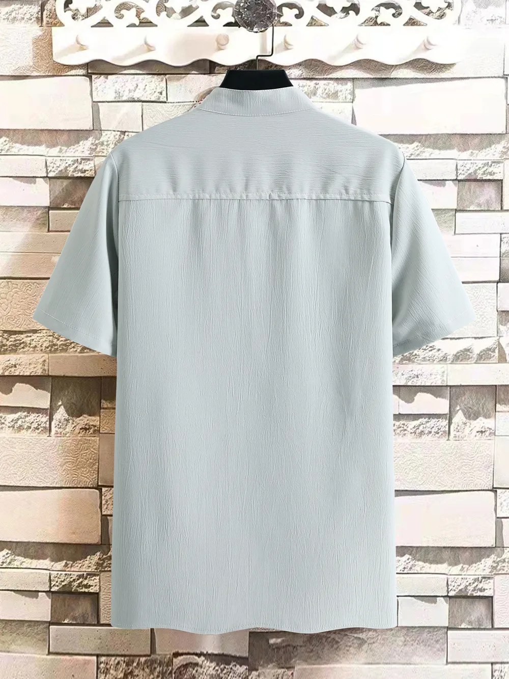 Men's Plus Size Button Detail Short Sleeve Blouse, image 6