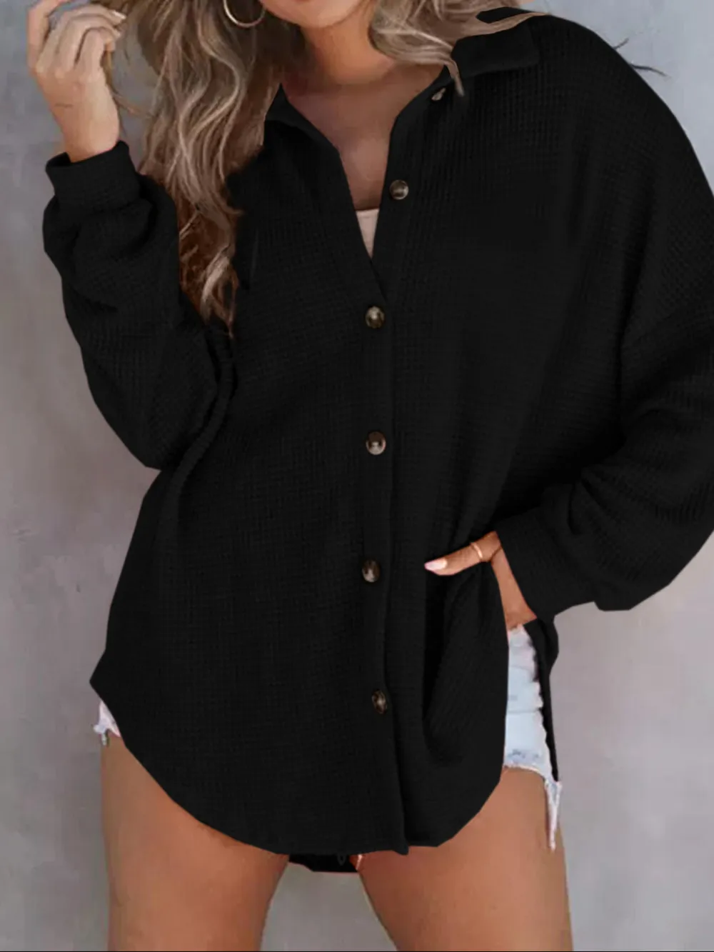 Waffle Knit Button-Down Shirt, image 20