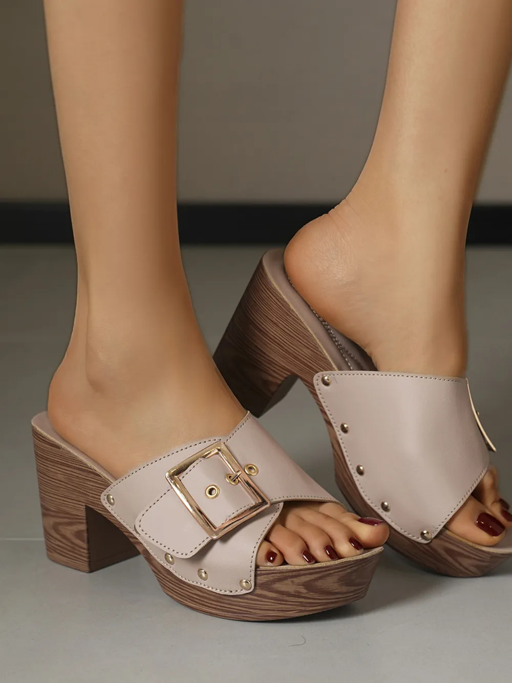 Buckle Platform Block Heel Sandals, image 2
