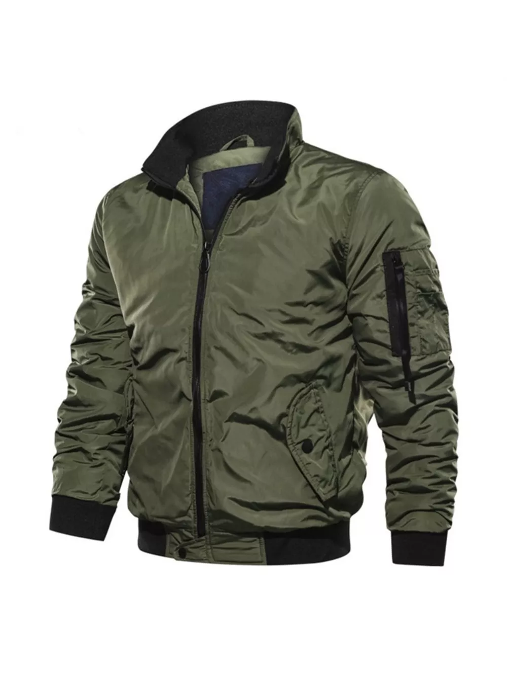 Men's Plus Size Zip Up Lightweight Bomber Jacket, image 2