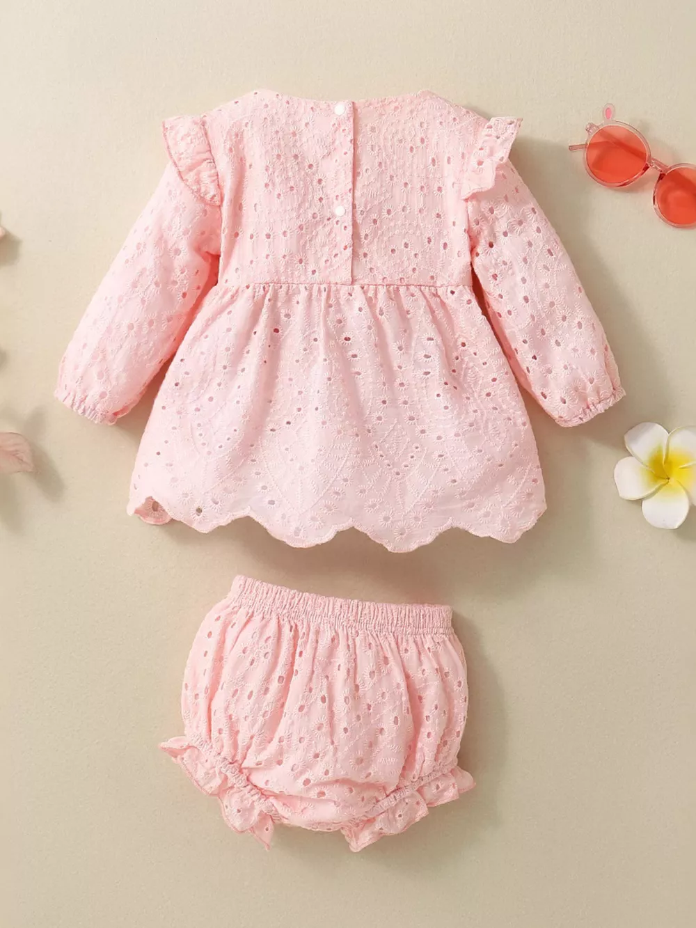 Children's Eyelet Embroidered Ruffled Top and Shorts Set, image 9