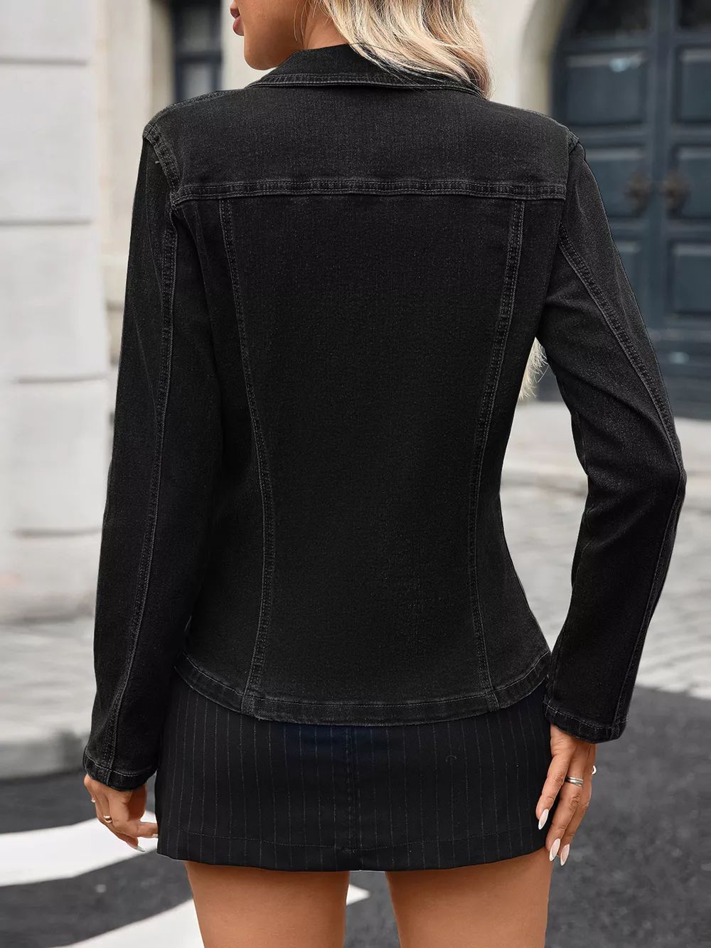 Button Up Long Sleeve Denim Jacket, image 6