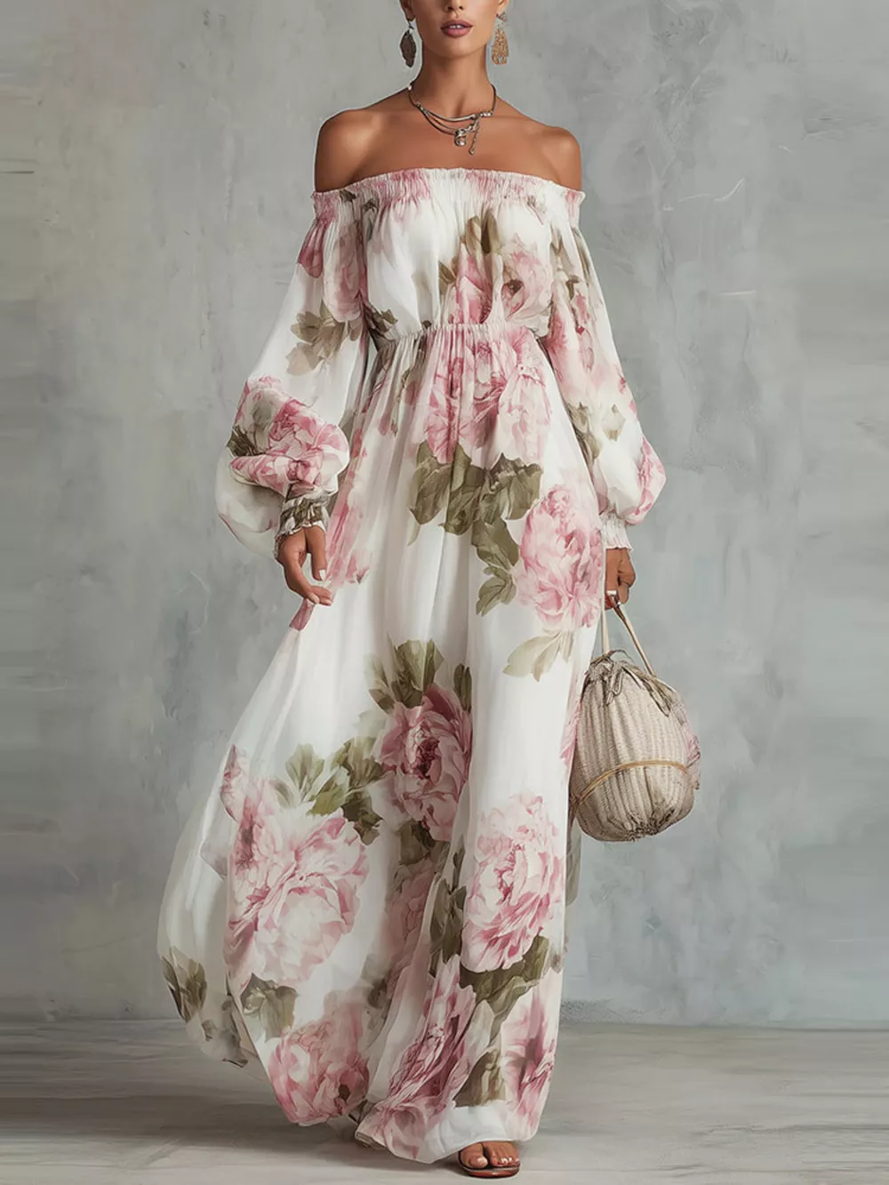 Floral Off Shoulder Maxi Dress