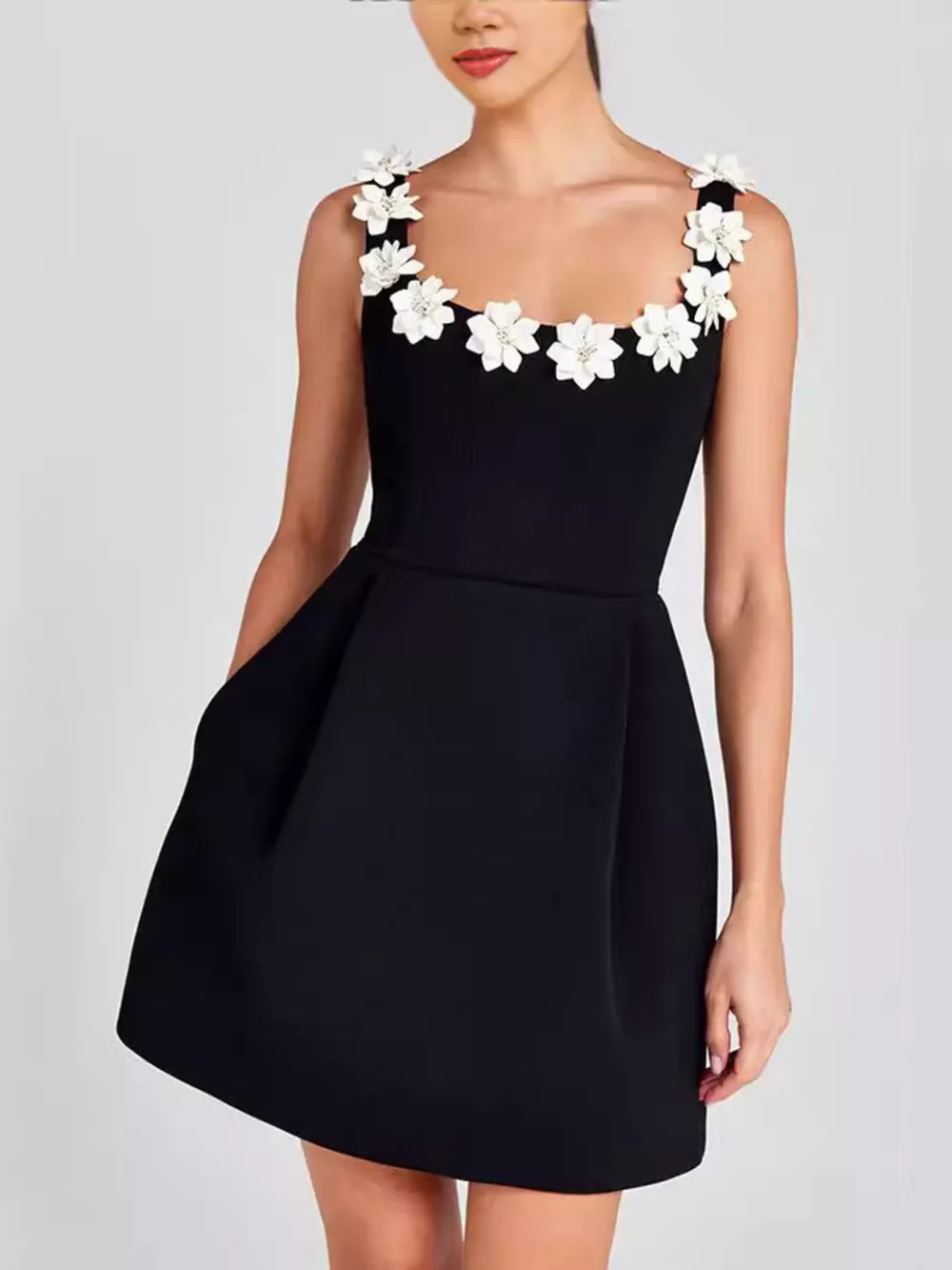 Floral Sleeveless Mini Dress with Pockets, image 2