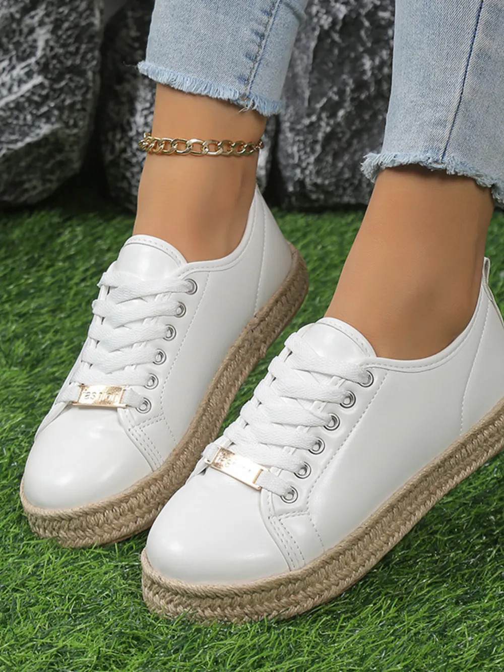 Round Toe Platform Sneakers, image 4