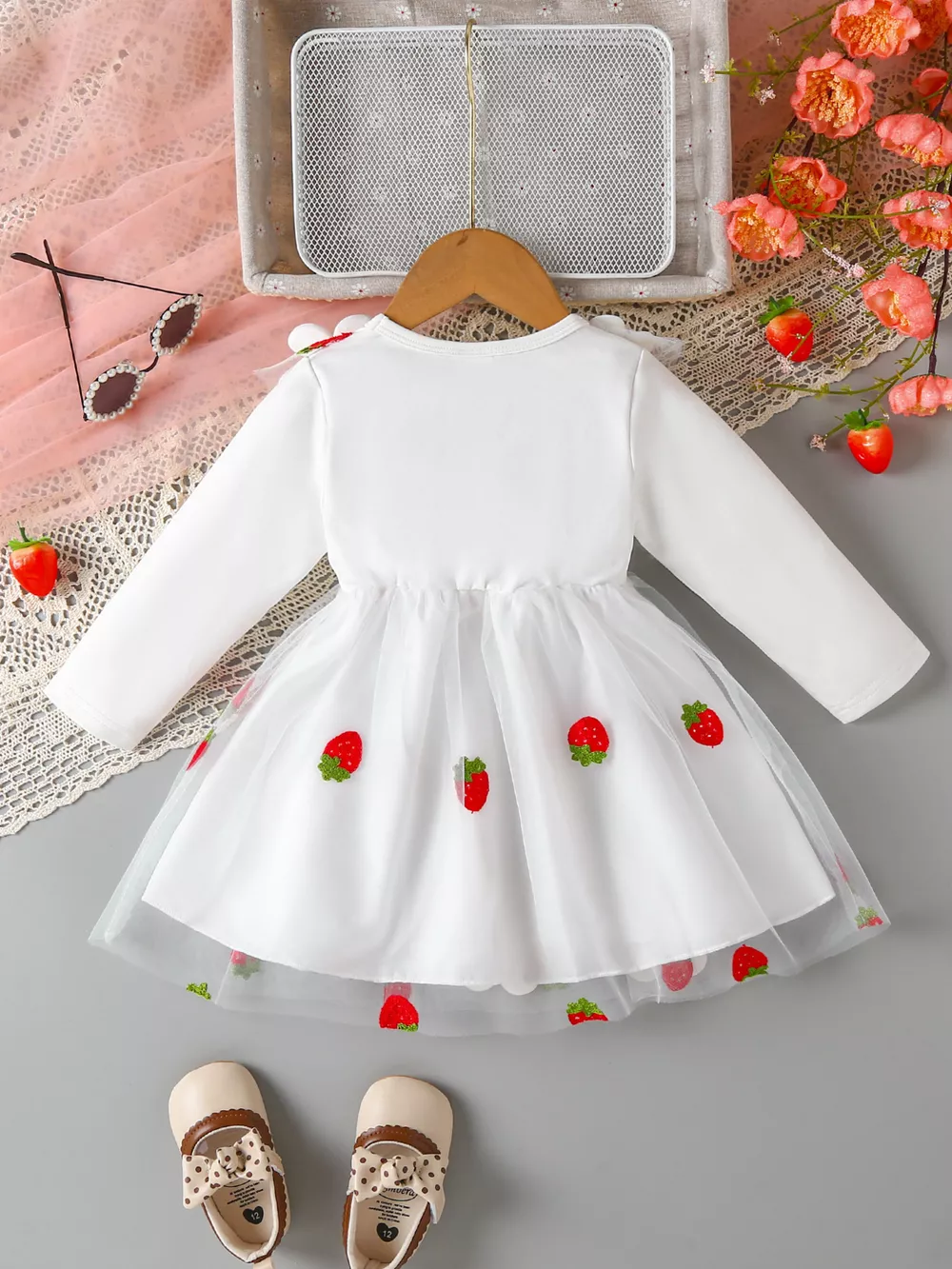 Children's Bow Decor Ruffle Trim Dress, image 7