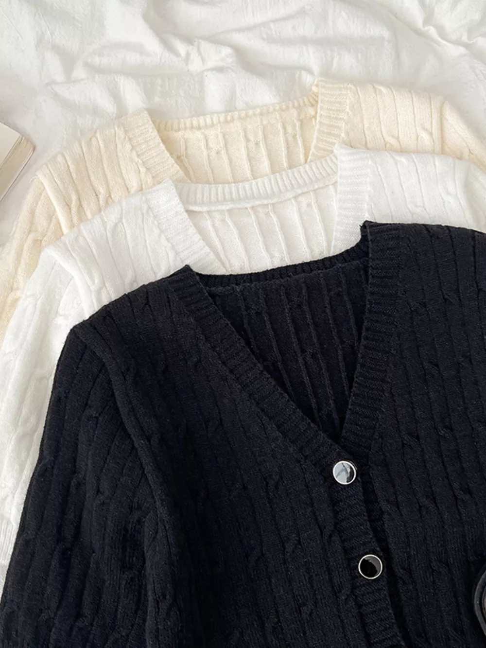 Texture Knit Button Down Cardigan, image 4