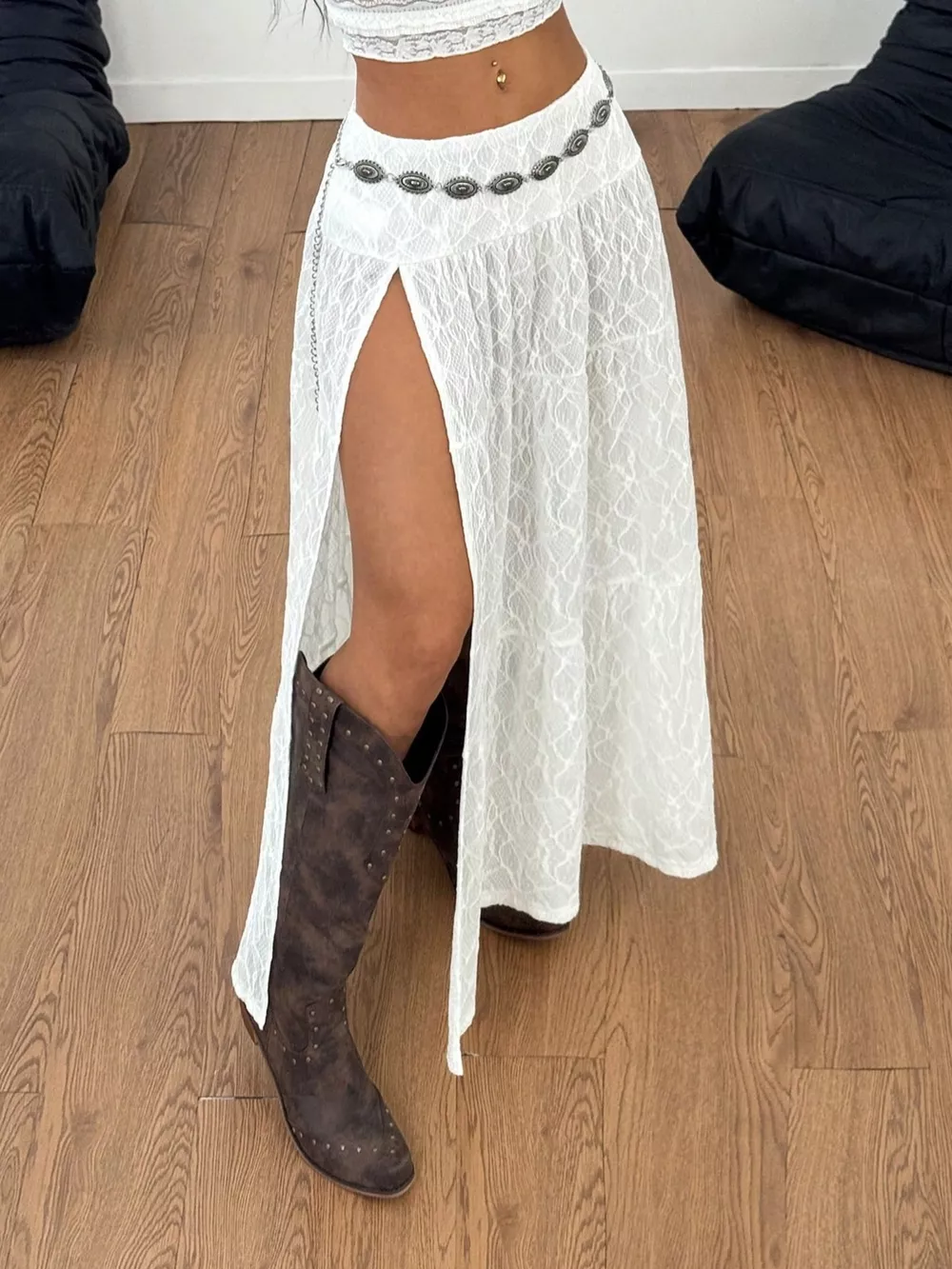 Lace Slit Maxi Skirt, image 4