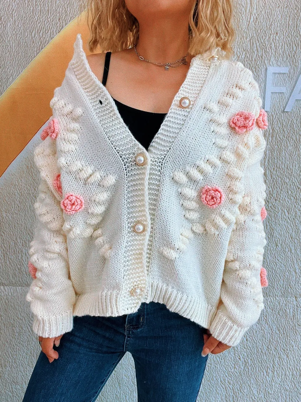 Flower Button Up Long Sleeve Cardigan, image 4