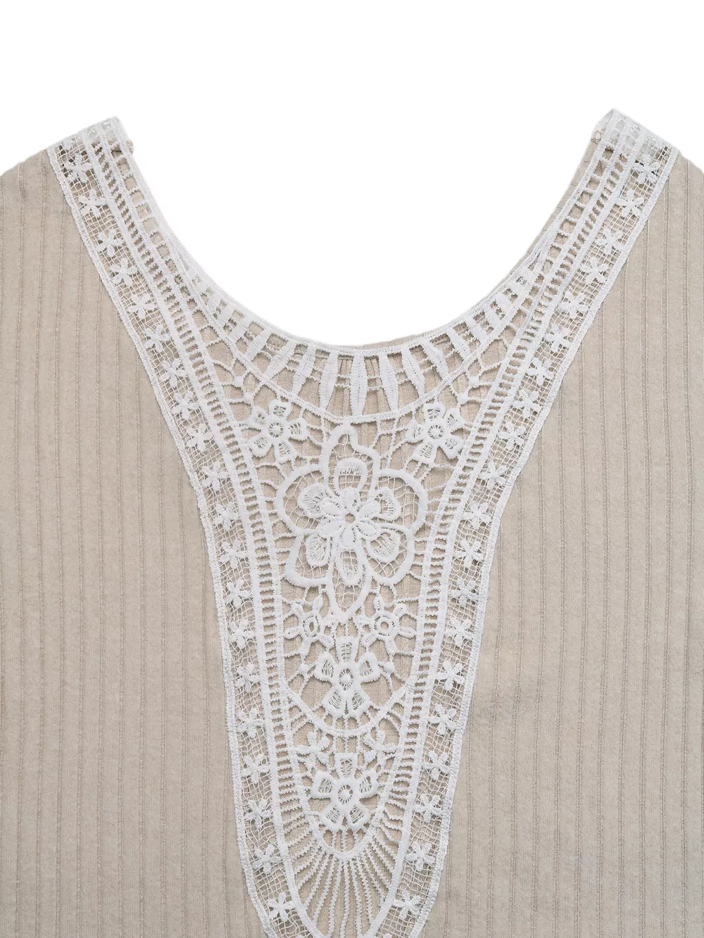 Lace Detail Ribbed Knit Long Sleeve T-Shirt, image 7