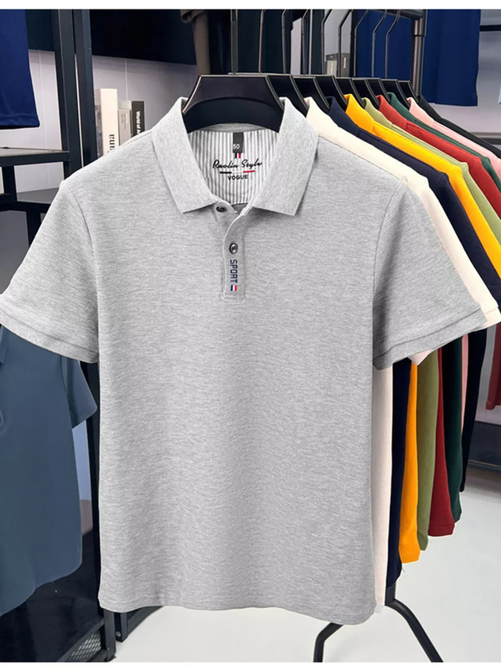 Men's Plus Size Button Detail Short Sleeve Polo, image 6