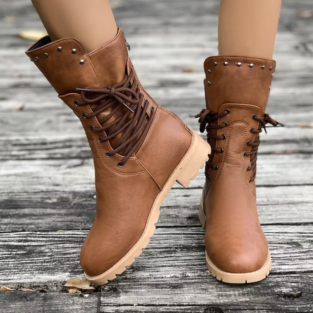 Lace Up Block Heels Boots, image 9