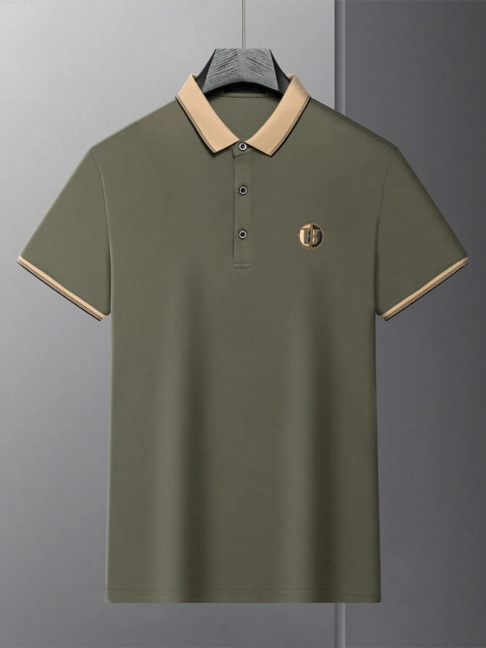 Men's Plus Size Contrast Collar Short Sleeve Polo Shirt