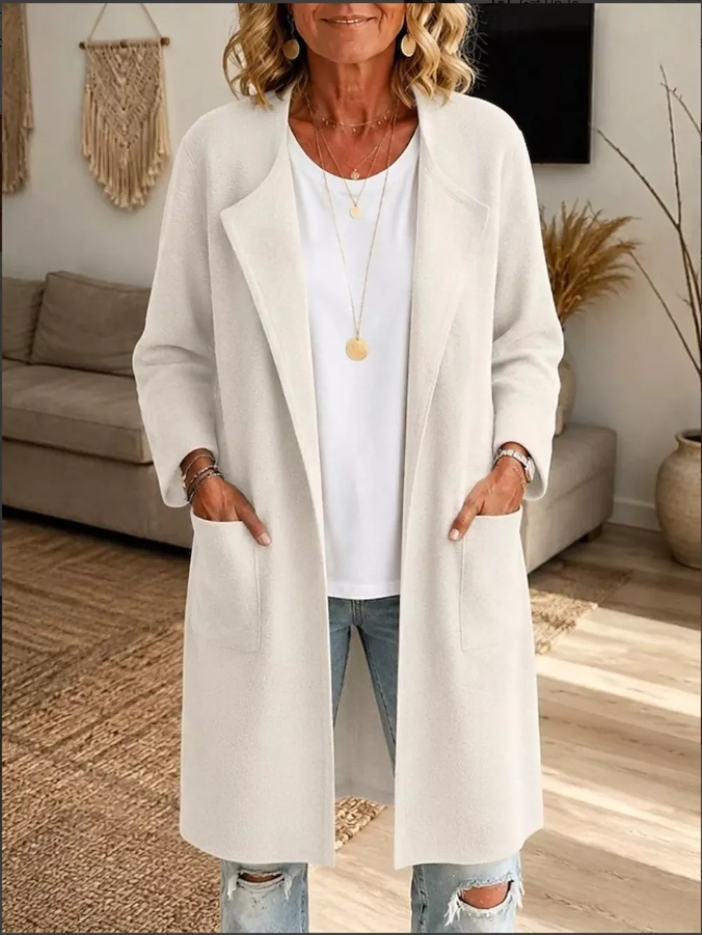 Full Size Open-Front Longline Knit Outerwear Plus Size, image 4