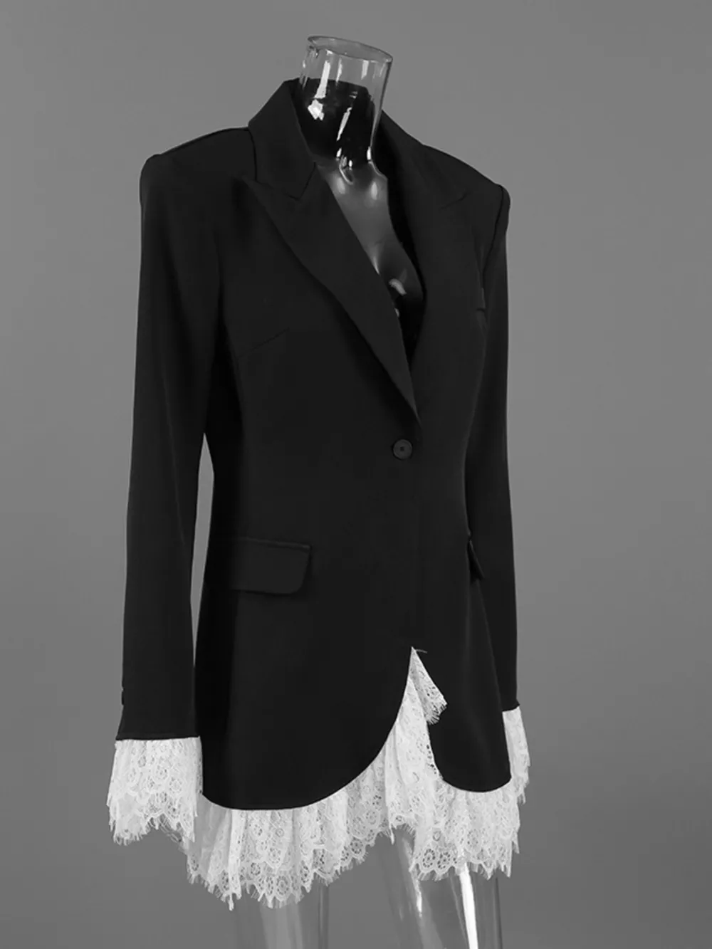 Lace Hem One Button Blazer, image 7