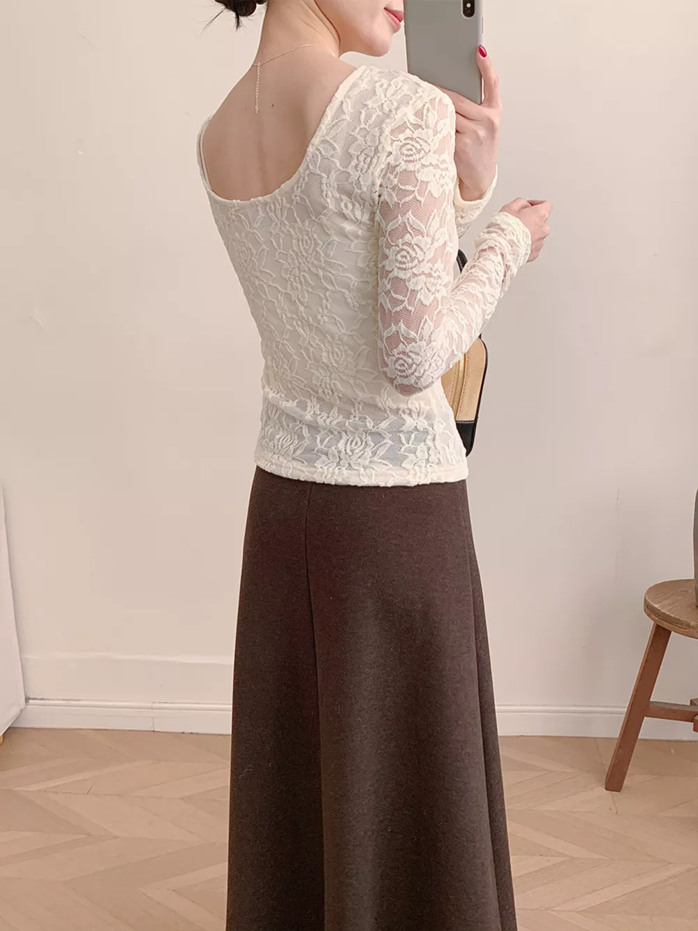 Lace Round Neck Long Sleeve Top, image 17