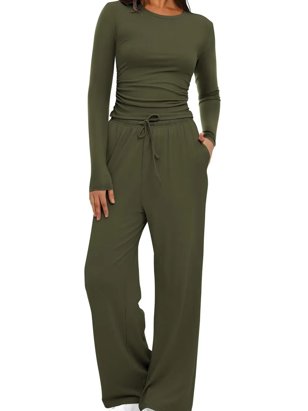 Round Neck Long Sleeve Top and Pants Set, image 14