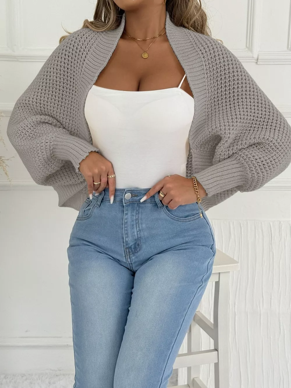 Open Front Batwing Sleeve Cardigan, image 18