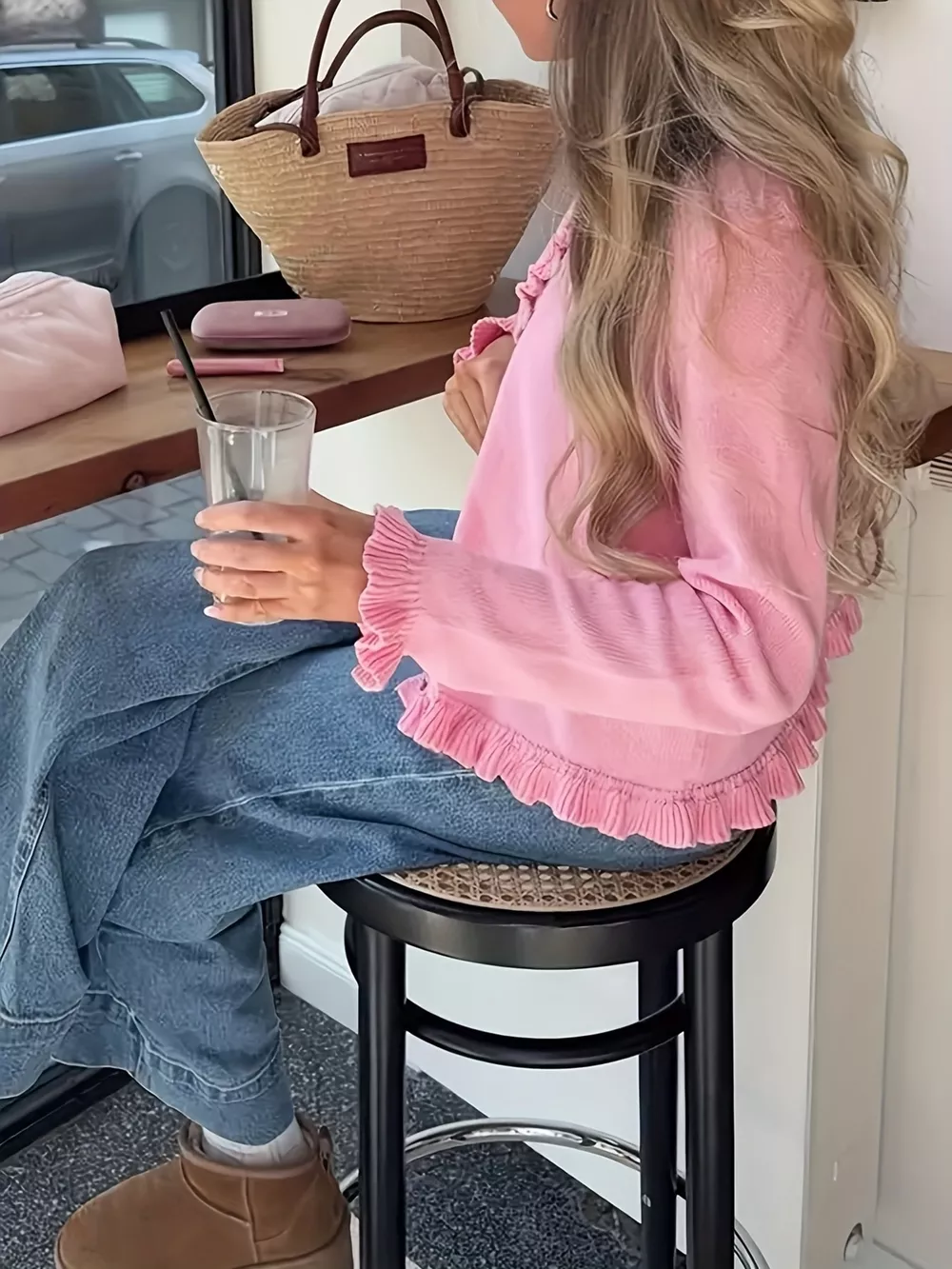 Ruffled Trim Knit Cardigan, image 3