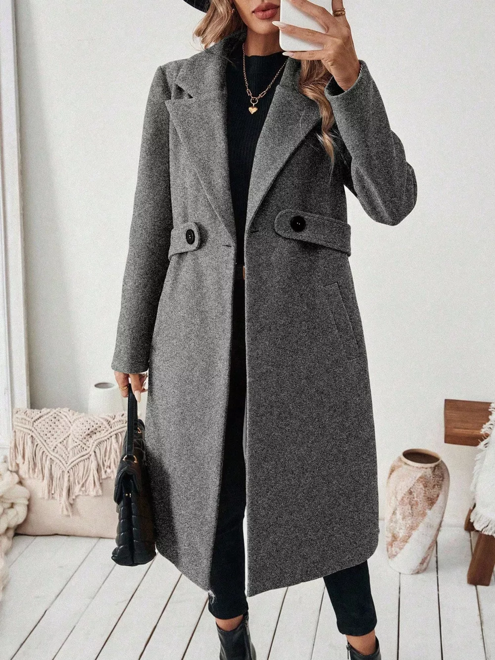 Lapel Collar Longline Coat, image 14