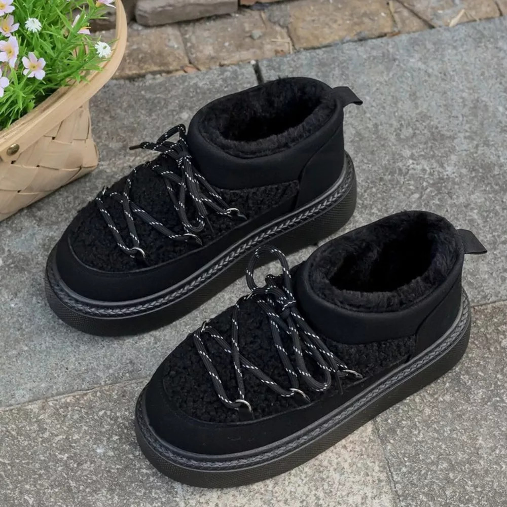 Cozy Plush Lined Lace-Up Platform Winter Boots, image 14