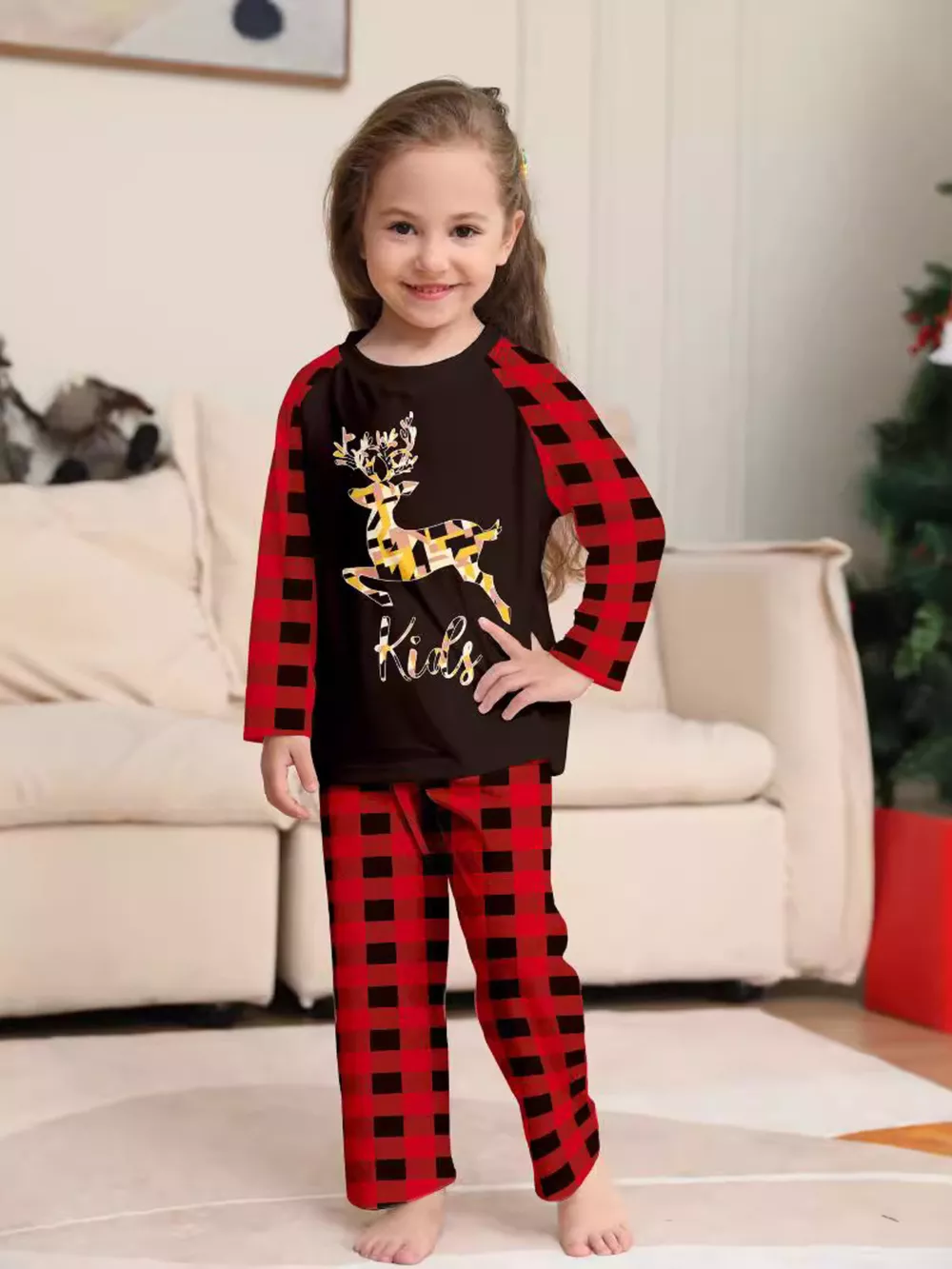 Full Size Family Matching Christmas Pajamas Set with Reindeer Graphic Plus Size, image 10