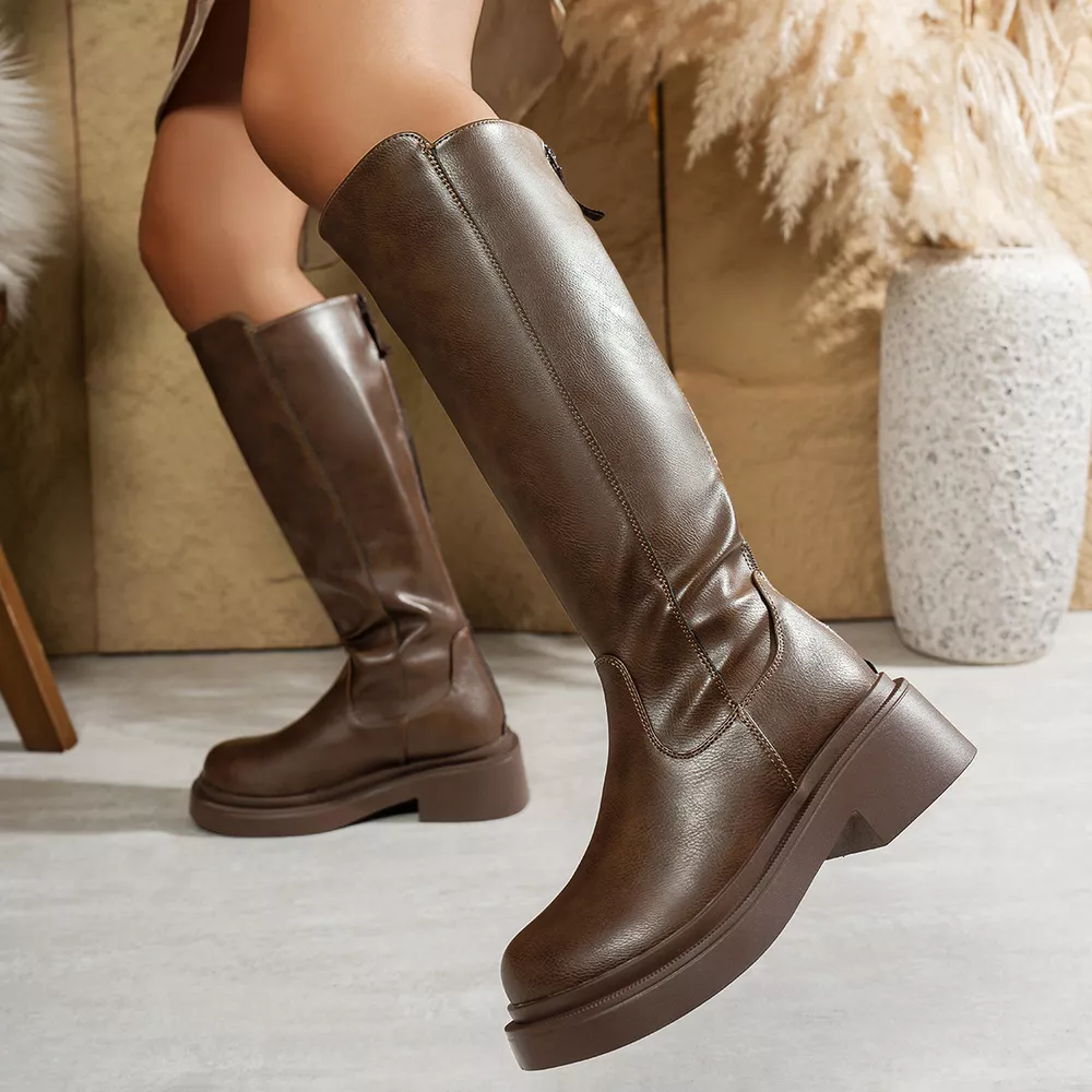 Round Toe Block Heels Boots, image 5