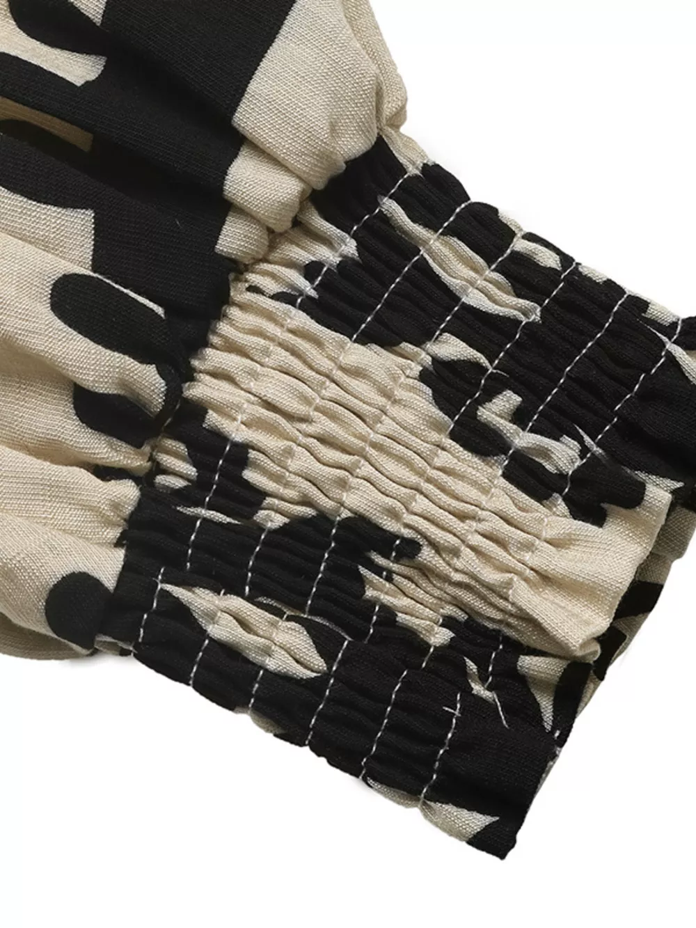 Printed Notched Lantern Sleeve Blouse, image 8
