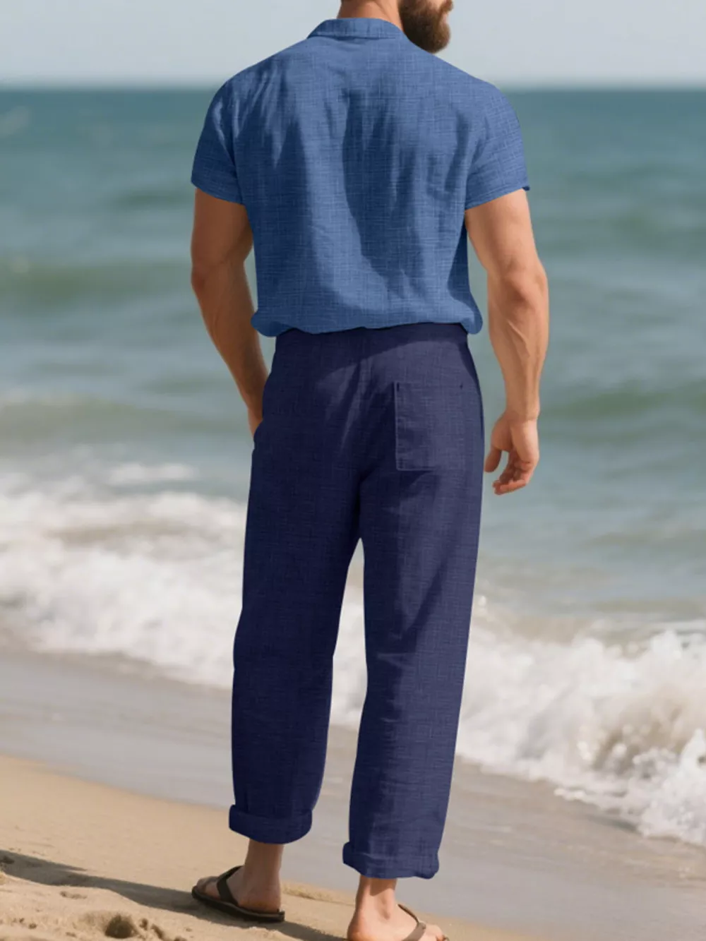 Men's Full Size Casual Button Up Shirt and Pants Set Plus Size, image 11