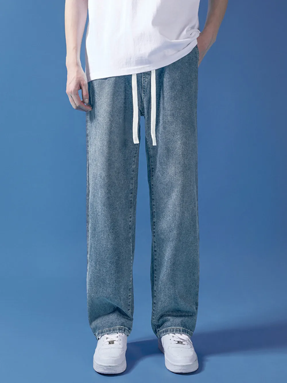 Men's Full Size Drawstring Relaxed Fit Jeans Plus Size, image 4