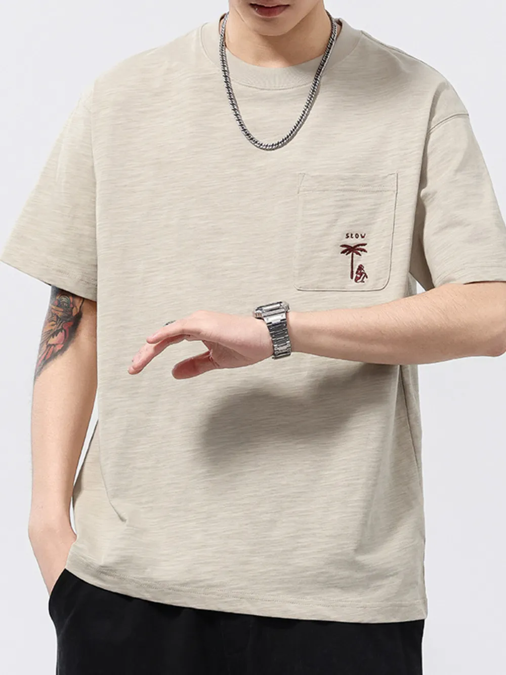 Men's Plus Size Round Neck Half Sleeve T-Shirt