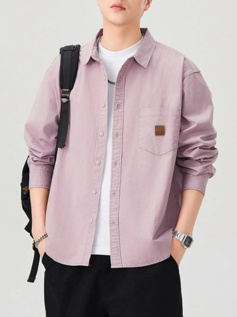 Men's Plus Size Button Up Long Sleeve Shirt, image 2