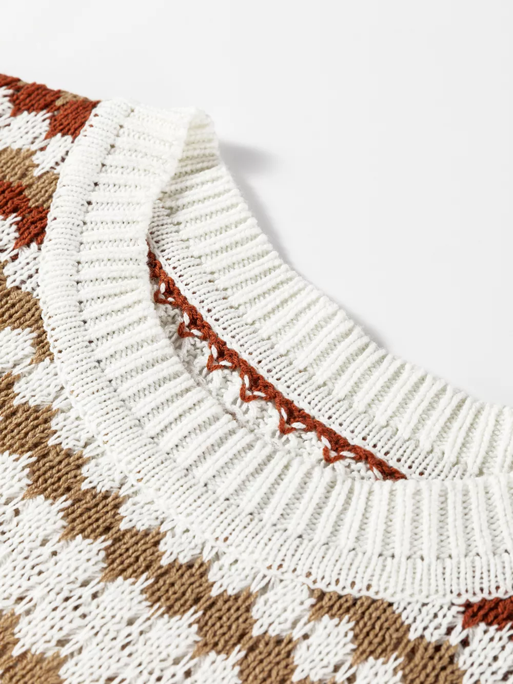 Stripe Eyelet Patterned Drop Shoulder Sweater, image 7