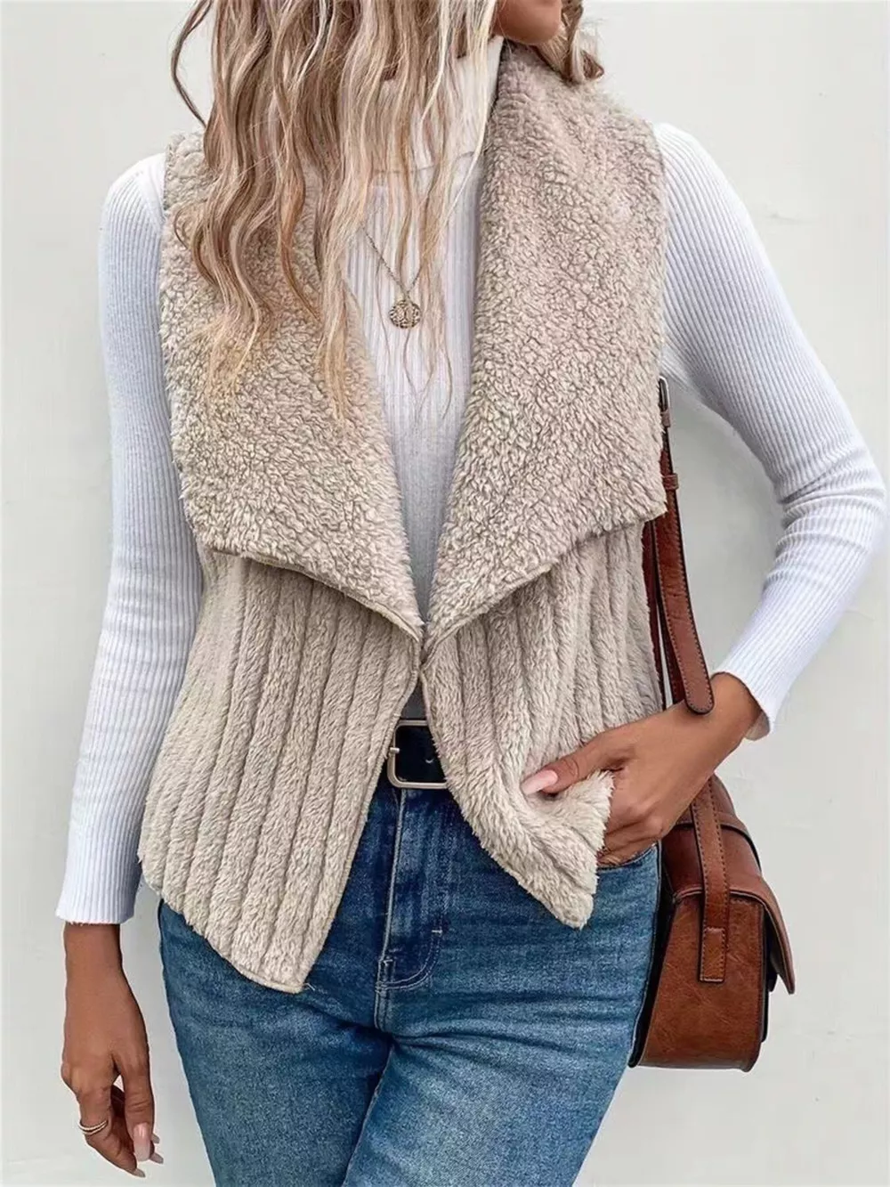 Cozy Fleece Open Front Vest Coat, image 15