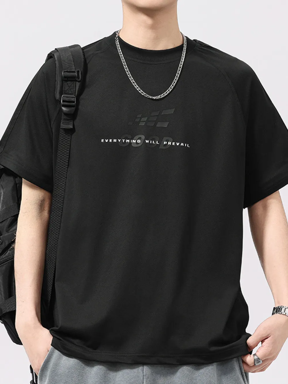 Men's Plus Size Round Neck Short Sleeve T-Shirt, image 2