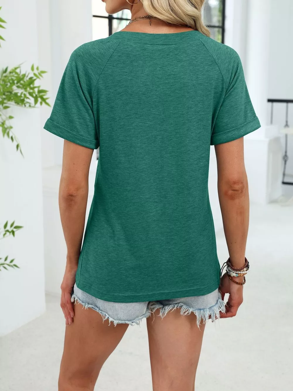 Casual V-Neck Short Sleeve T-Shirt, image 21