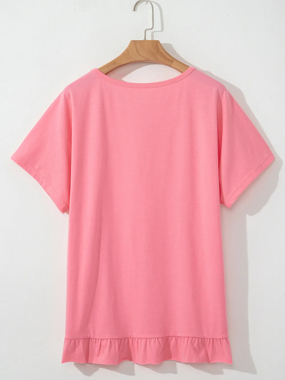 Ruffle Hem Round Neck Relaxed T-Shirt, image 9