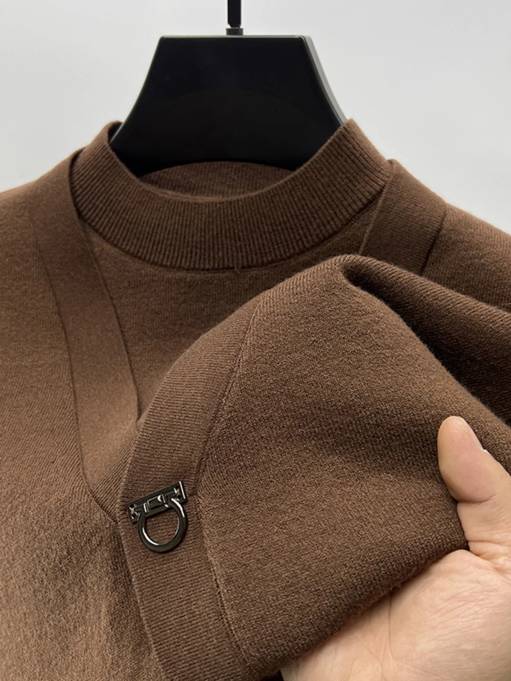 Men's Plus Size Long Sleeve Relaxed Fit Sweater, image 3